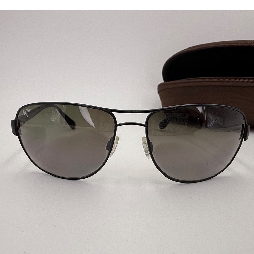 Maui Jim Sand Island MJ-253-02M Matte Black Polarized Aviator Sunglasses - Picture 6 of 12